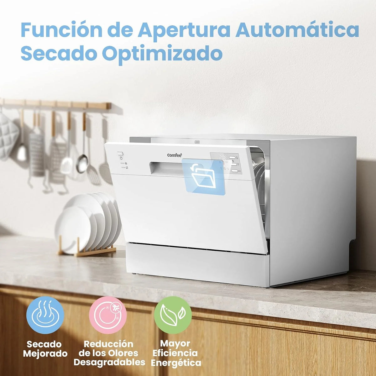 COMFEE' CDWMT0602EWD-EU Lavavajillas Compacto, 6 Cubiertos,6 Programas