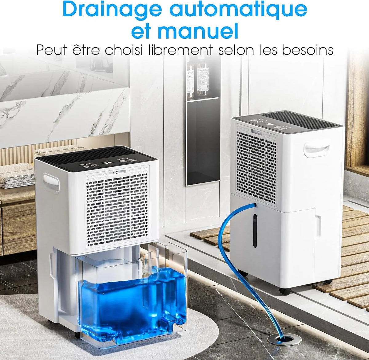 Deshumidificador 20L con Indicador Digital de Humedad,Deshumificadores de humedad Deshumidificador para Hogar hasta 60m² con Apagado Automático, Ideal para, Baños, Dormitorios, Sótanos (20L Blanco)