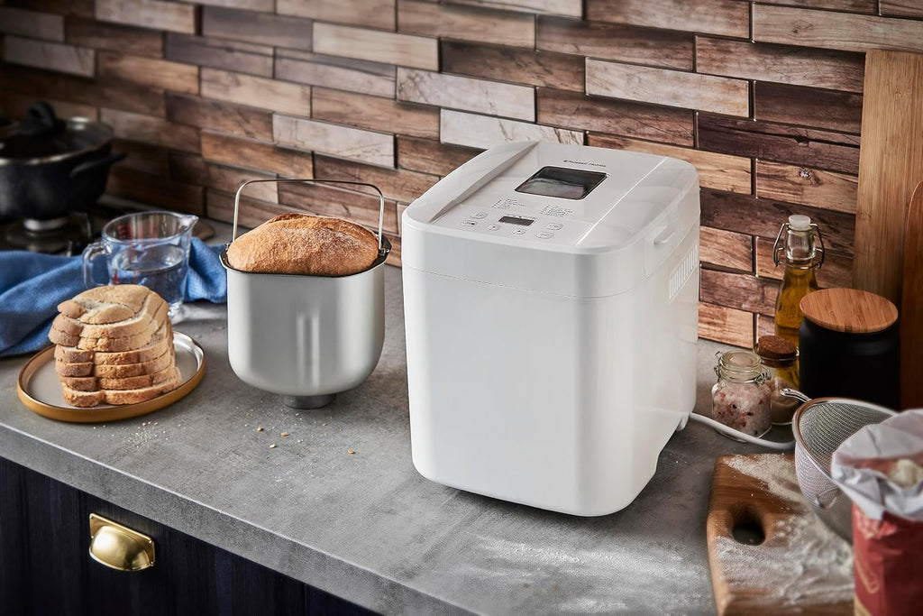 Russell Hobbs Panificadora de Pan, 12 programas, 3 niveles de corteza, compacto (temporizador, 2 tamaños pan de 750 g y 1.000 g, pan básico, integral, baguette y repostería), 27260-56