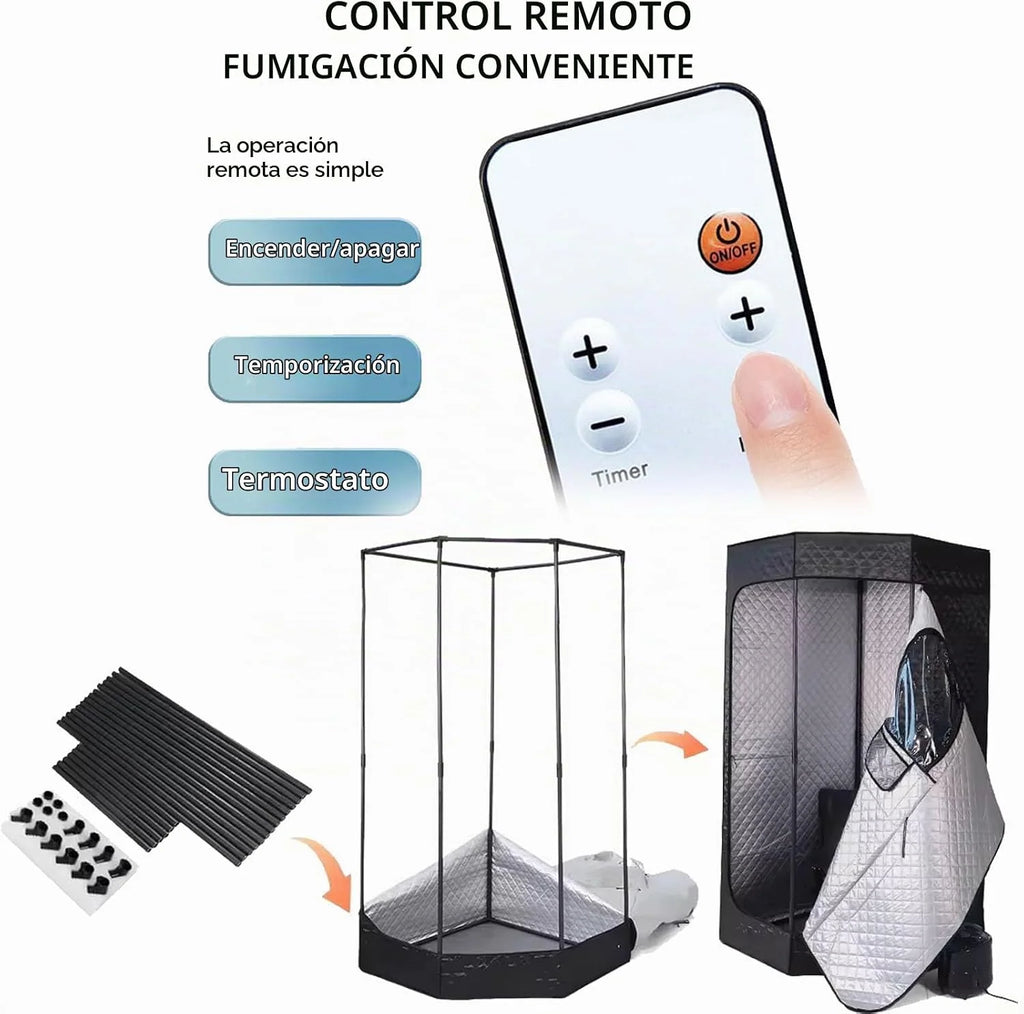 Sauna Tienda Campaña Para Sauna, Cabina Sauna Generador Sauna Vapor Tienda Sauna Portátil Aire Libre Temporizador Y 9 Niveles Temperatura Con Sauna Vapor Olla Vapor 3L Silla Plegable Control Remoto
