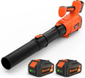 Soplador de Hojas, Bravolu Soplador con 2 Baterías de 5200 mAh y Cargador, Potente Motor sin escobillas, Velocidad del Aire MAX 305 km/h, 5 Velocidades Soplador de Hojas Eléctrico con Modo Turbo