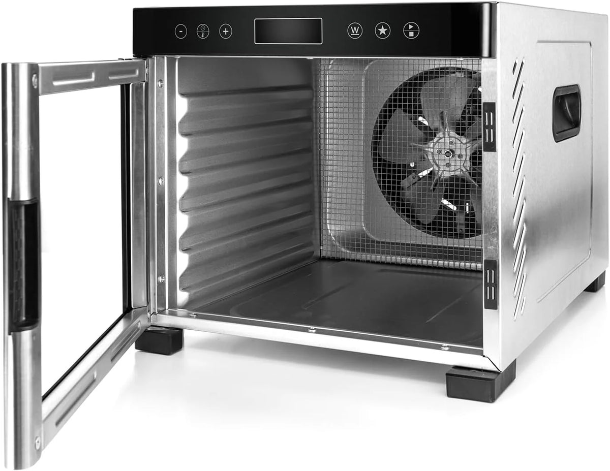 ROMMELSBACHER Deshidratador DA 950, superficie de secado 0,6 m², 6 bandejas de deshidratación de acero inoxidable, función de mantenimiento del calor, programa favorito, temporizador de 99 horas