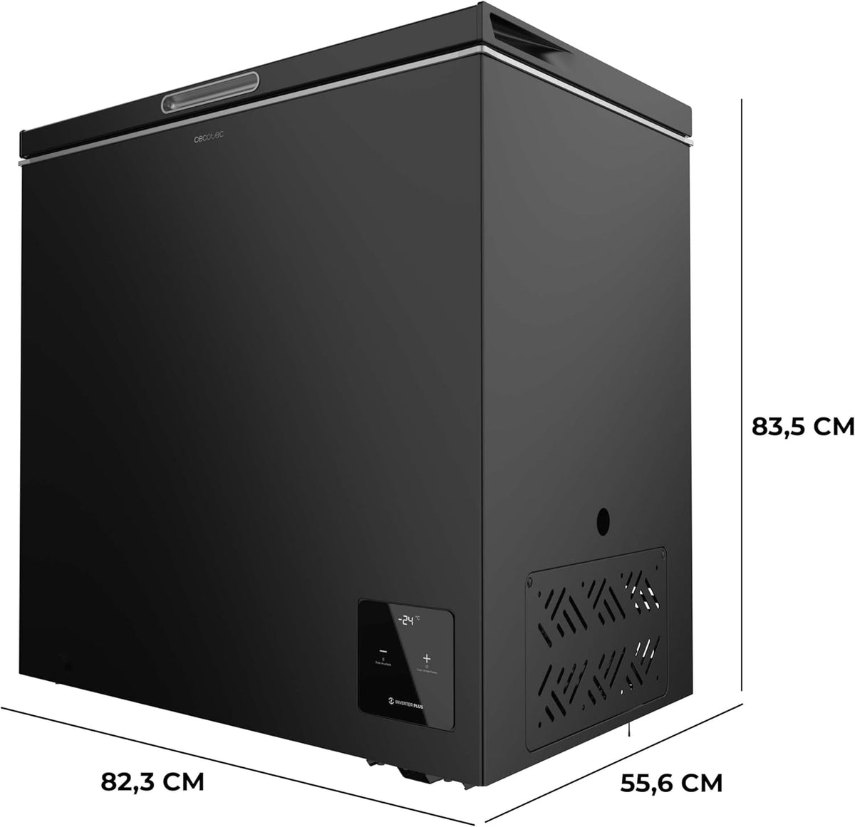 Cecotec Congelador Horizontal De 199 L Bolero Coolmarket Chest 199 Black E. Acabado En Negro, 83,5 cm De Alto, Compresor Inverter Plus Y Modo Fast Freezing