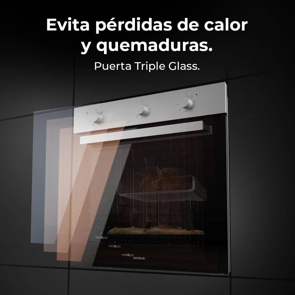 Cecotec Horno Integrable Multifunción 70L Bolero Hexa M236000 Inox Time. 2800W, 6 Funciones, Temporizador, Steam Base XXL, Steam Assist, Steam EasyClean, Cooling Fan, Modo Defrost, Eco, Convección
