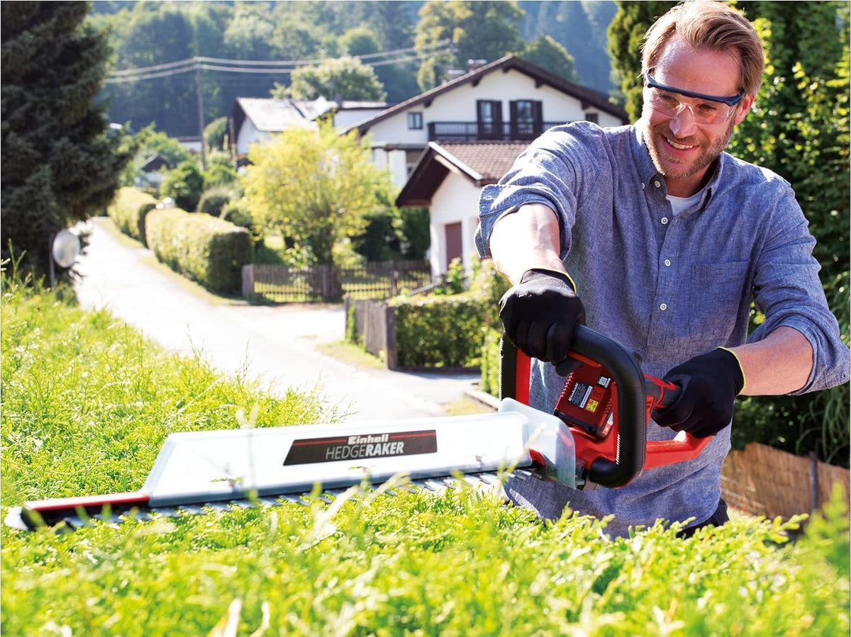 Einhell Cortasetos inalámbrico GE-CH 18/60 Li-Solo Power X-Change (18 V, Longitud de Corte de 60 cm, Distancia Entre Dientes de 22 mm, Mango Giratorio, Incluye colector de Cortes, sin batería)