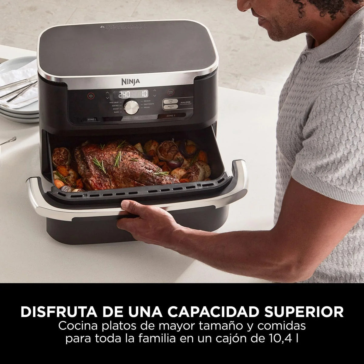 Ninja Foodi FlexDrawer, Freidora de Aire con Zona Flex, Negro