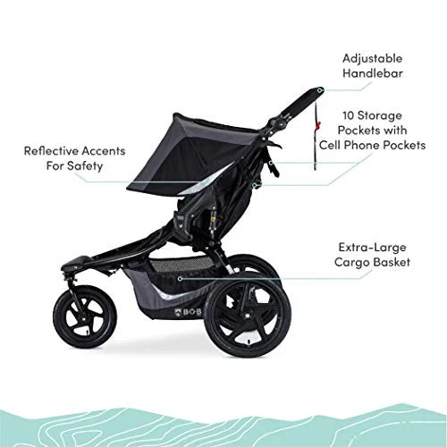 2025 Coche Doble para Correr BOB Gear Revolution Flex 3.0 Duallie, Negro Grafito