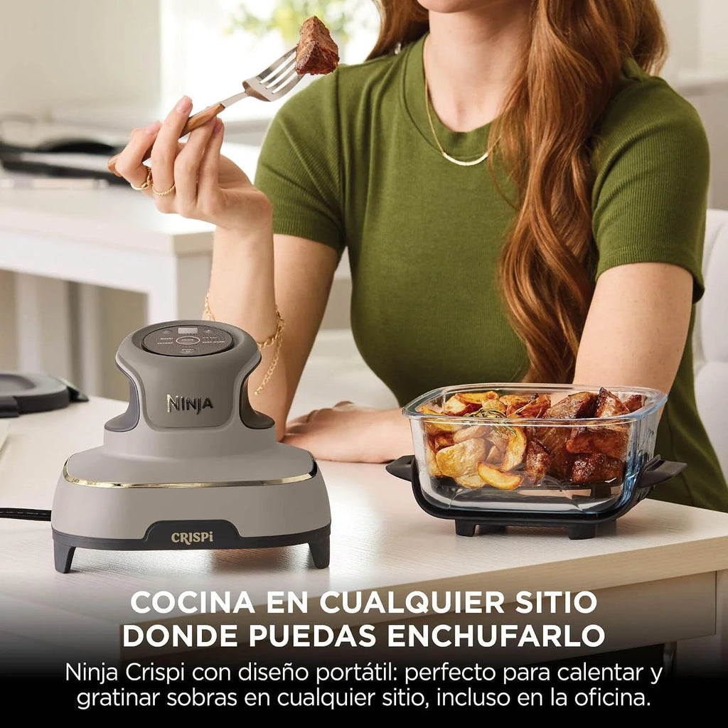 Ninja CRISPi, Freidora de Aire Portátil 4 en 1, 3,8L, Piedra/Dorado