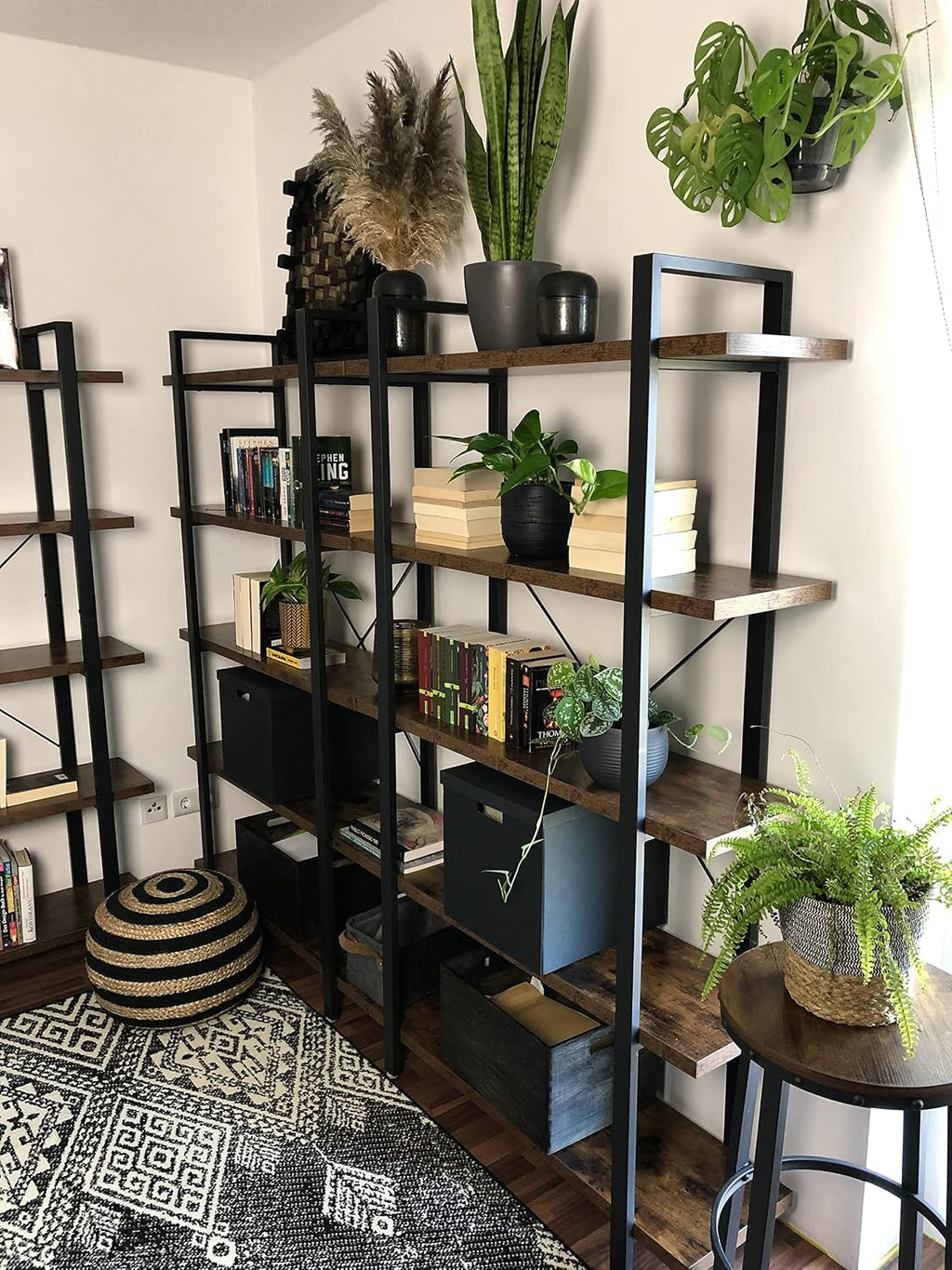 VASAGLE Estantería Industrial, Librería Estable de 5 Capas, Fácil Montaje