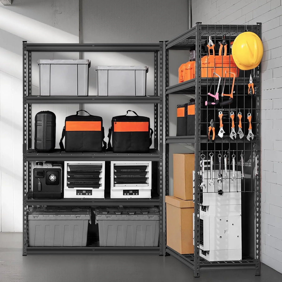 VEVOR Estantes de Almacenamiento de 457,2 x 1219,2 x 1828,8 mm Carga de 1134 kg, Estanterías de Garaje Resistentes de 5 Niveles, Estantes de Metal Ajustables para Cocina, Almacén, Sótano, Negro