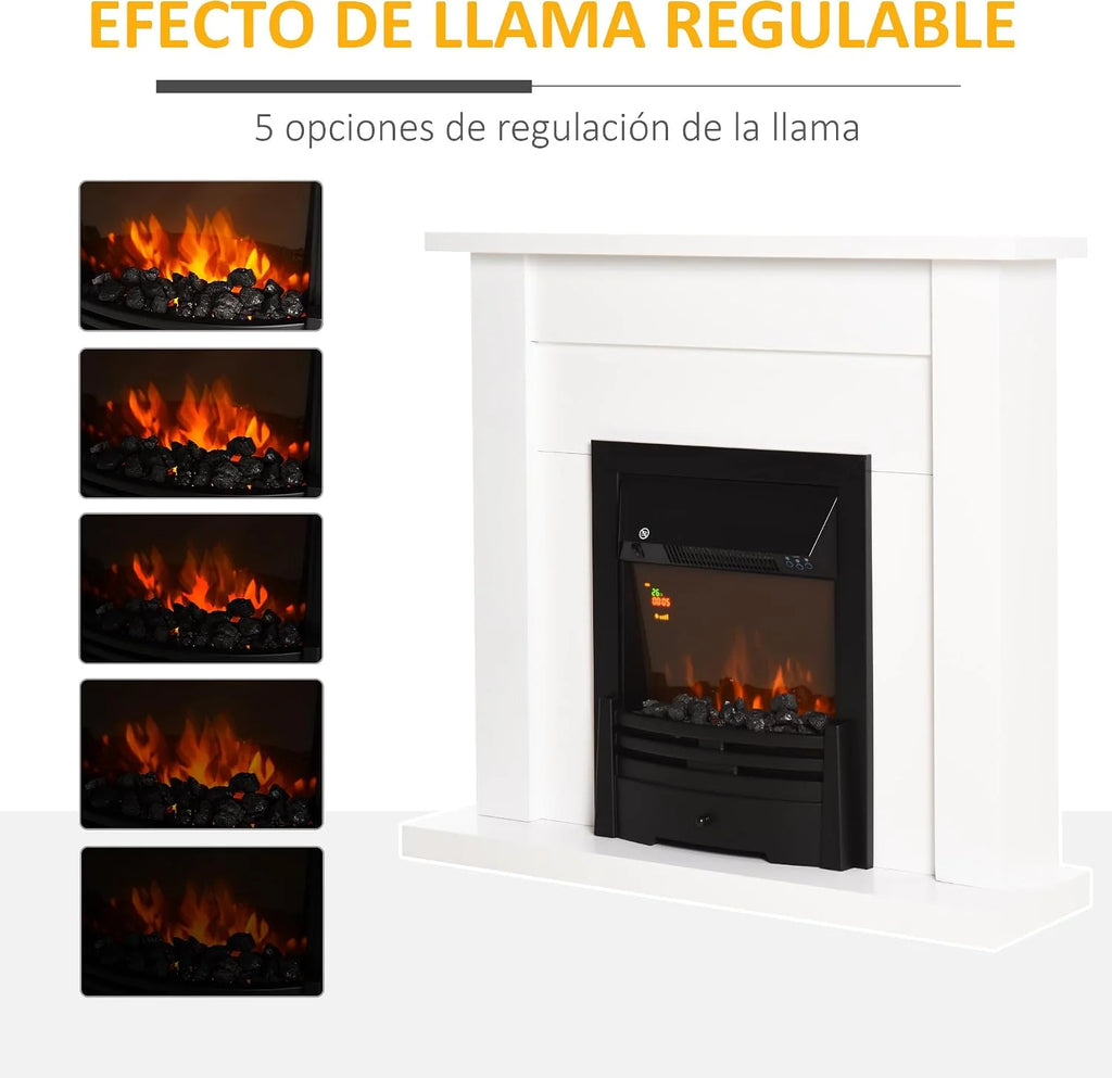 HOMCOM Electric Fireplace 1000/2000W Decorative for 20-25 ㎡ White