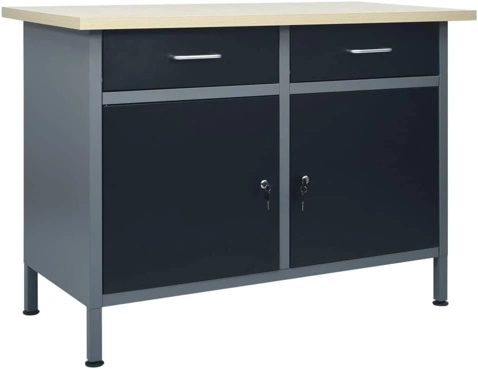 vidaXL Banco de Trabajo de Acero Negro 120x60x85 cm