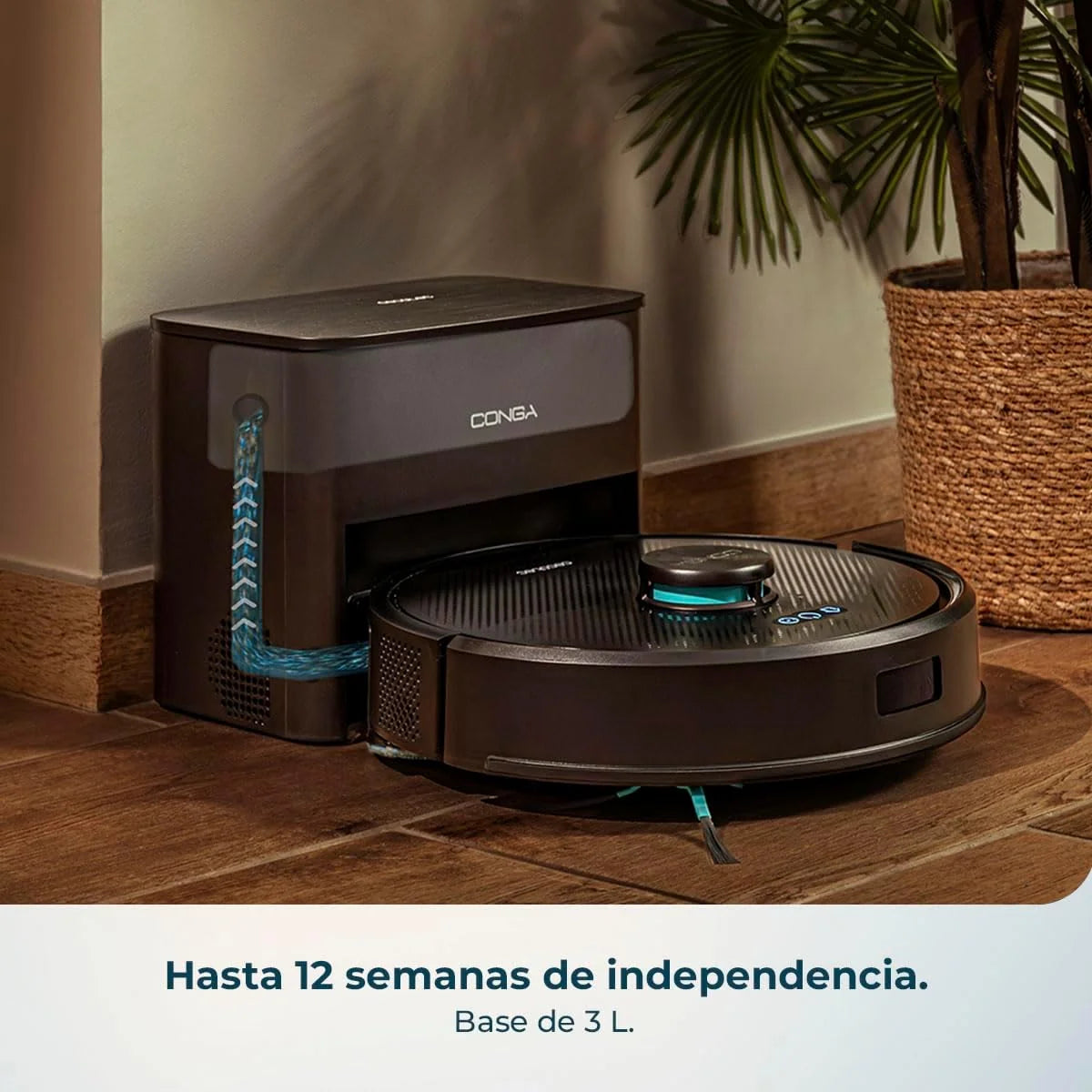 Cecotec Robot Aspirador y Friegasuelos con Base de Autovaciado Conga Y50 X-Treme. Navegación Láser, Potencia de Succión 5000Pa, Base con Depósito 3L, Cepillo Multifunción, App