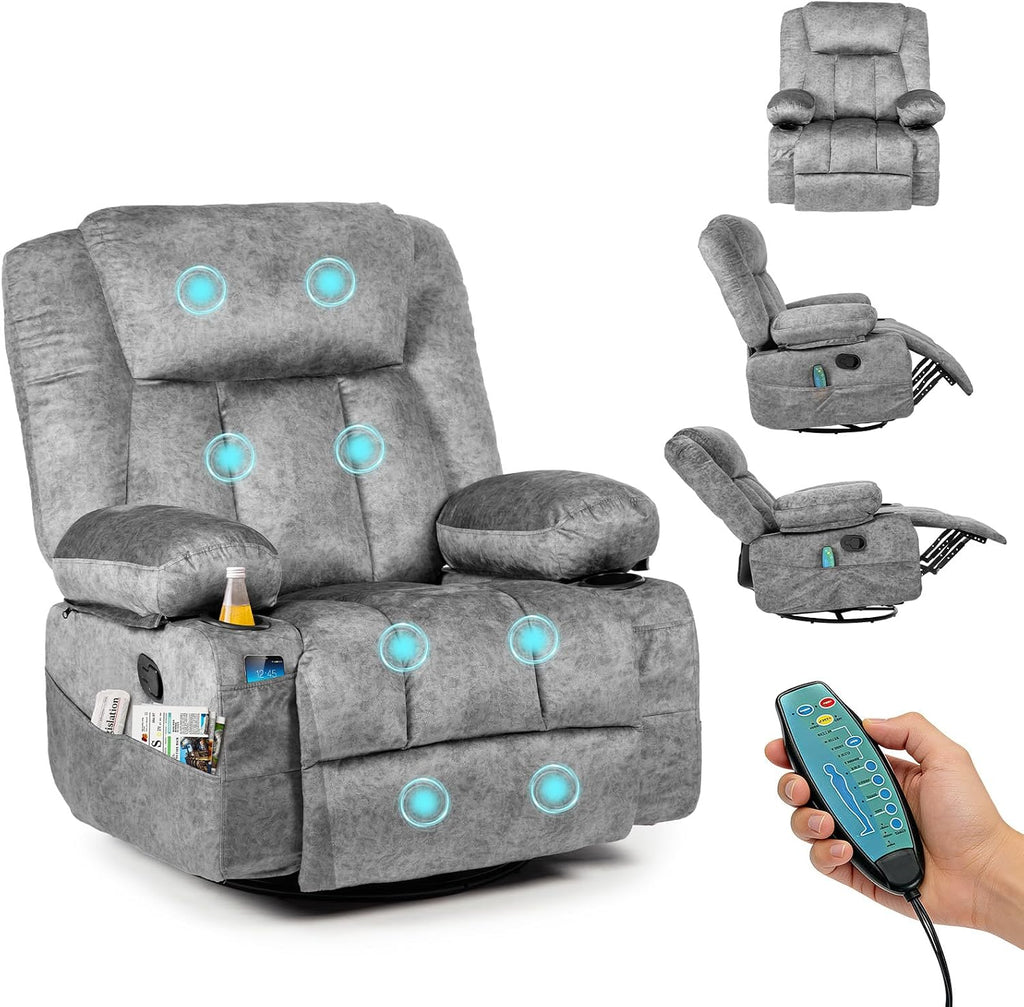 HAUSPROFI Electric Massage Recliner Chair Grey