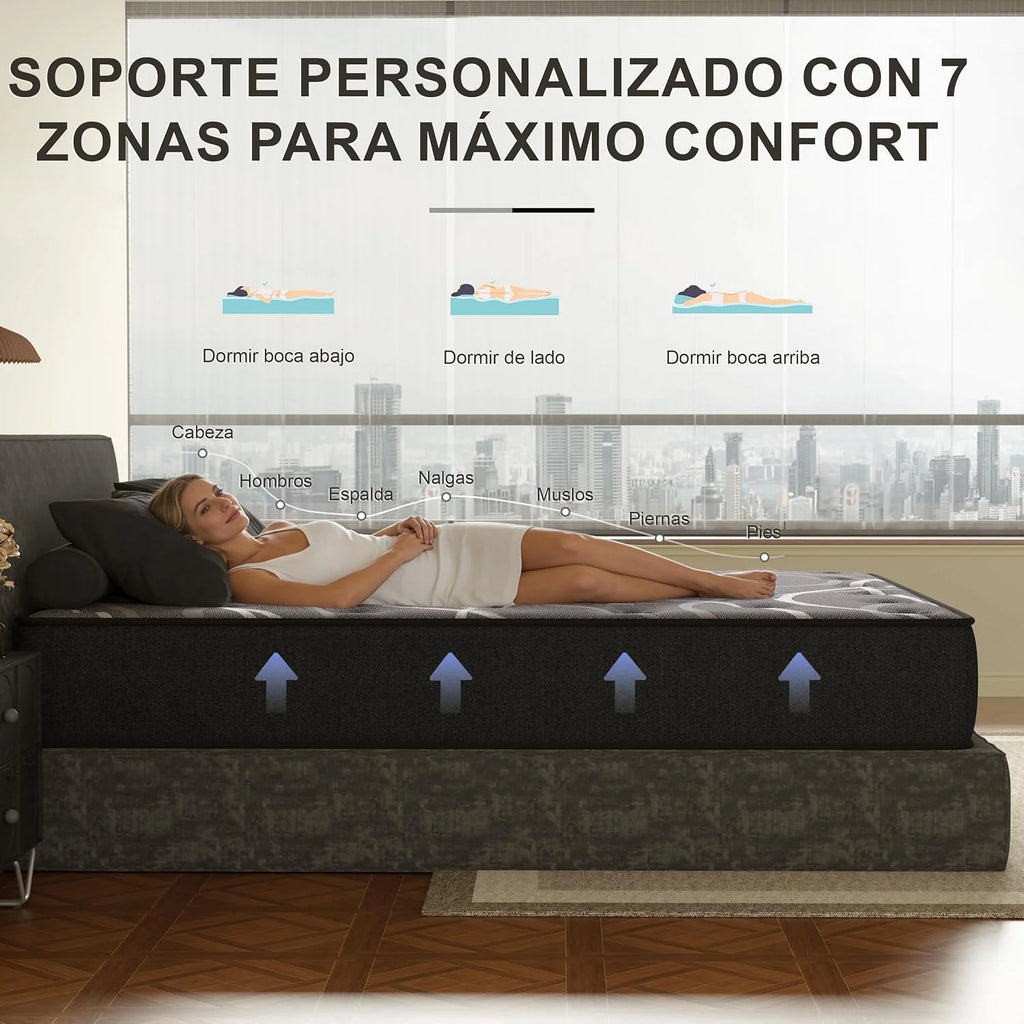 DEWINNER Mattresses 150 x 190 | Height 25 cm | Memory Foam Mattress | Multilayer | Firmness Medium | Breathable and Ergonomic | Ideal Choice for Bedrooms and Apartments