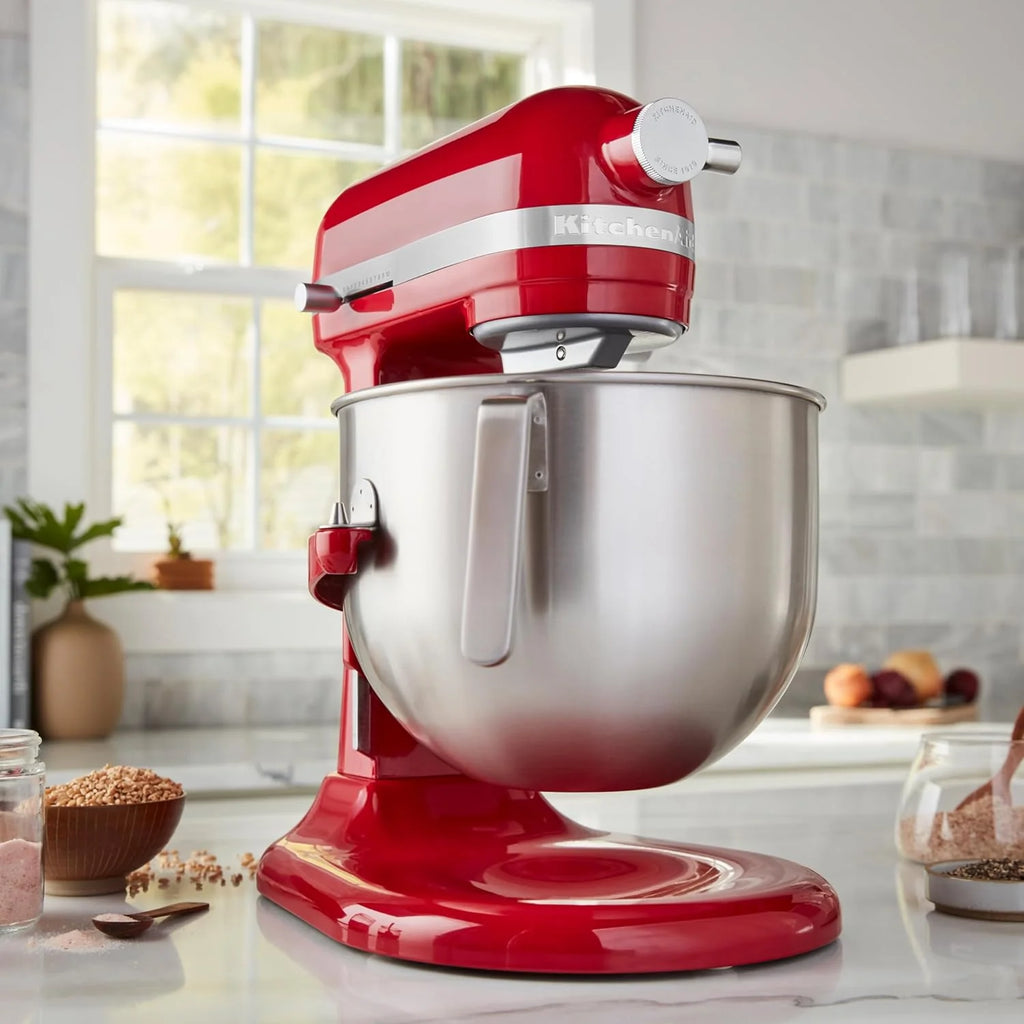 KitchenAid Batidora Amasadora Heavy Duty 6.6L, Engranajes Todo Metal, 11 Velocidades, Arranque Suave, Corte por Sobrecalentamiento, Bol 3 Puntos, Rojo Empire