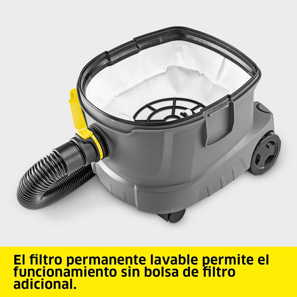 KÄRCHER Aspirador en seco T 11/1 Classic, depósito: 11 l, Potencia: 850 W, Nivel de presión acústica: 61 dB(A), Peso: 3,9 kg, Cable: 7,5 m, Cesta de Filtro Permanente