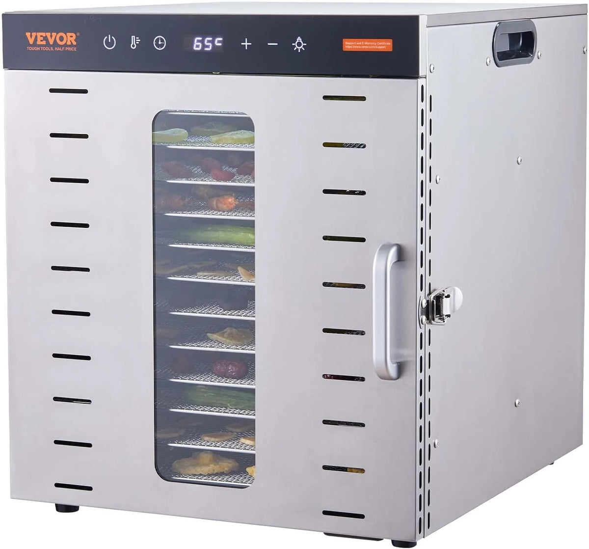 VEVOR Máquina Deshidratadora de Alimentos 10 Bandejas de Acero Inoxidable 1000 W Deshidratador Eléctrico de Frutas y Verduras Temperatura Ajustable 30-90 °C Temporizador 0,5-48 h para Hierbas, Carne