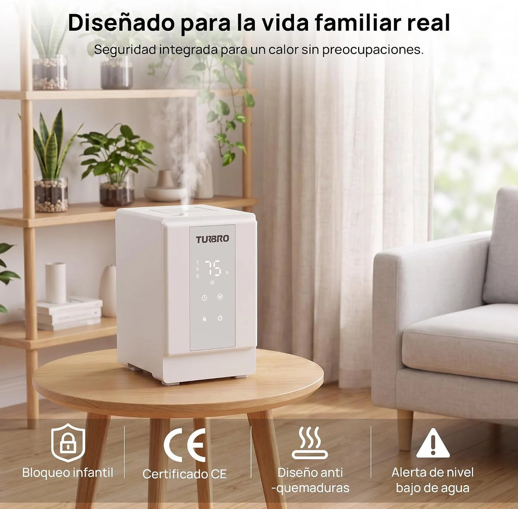 TURBRO Humidificador de vapor caliente 4 L para dormitorio, 500 ml/h