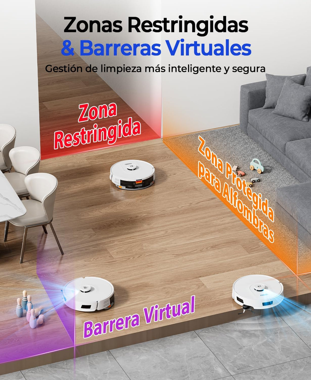 Redkey D8 Robot Aspirador y Fregasuelos, 25000Pa Aspirador Robot con Base, 4L Auto-Vaciado, Anti-Enredo de Cabello, Navegación LiDAR, Ideal para Alfombras y Pelos de Mascotas, Voz y aplicación