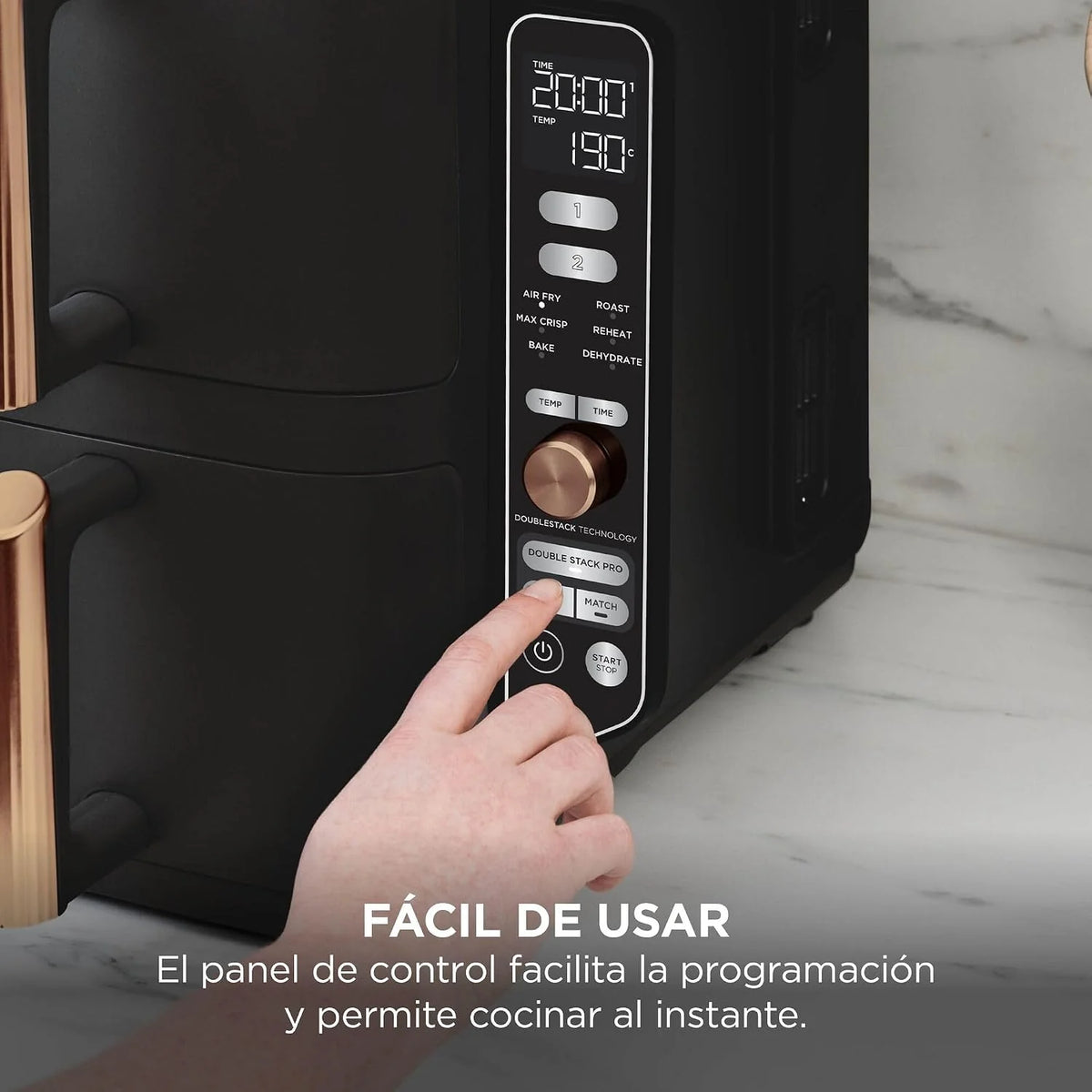 Ninja Double Stack XL, Freidora de Aire de Doble Cajón, 9,5L, Negro/Cobre