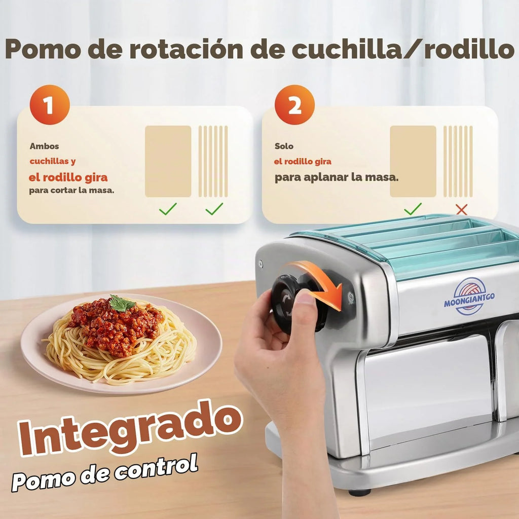 Moongiantgo Máquina Pasta Eléctrica, 2 Cuchillas, 9 Ajustes de Espesor