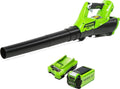 Greenworks G40ABK2 Soplador de Hojas a Batería Axial, con Control de Crucero, 177 km/h, 11,05 m³/min, Batería de 40V 2Ah y Cargador, Garantía de 3 Años