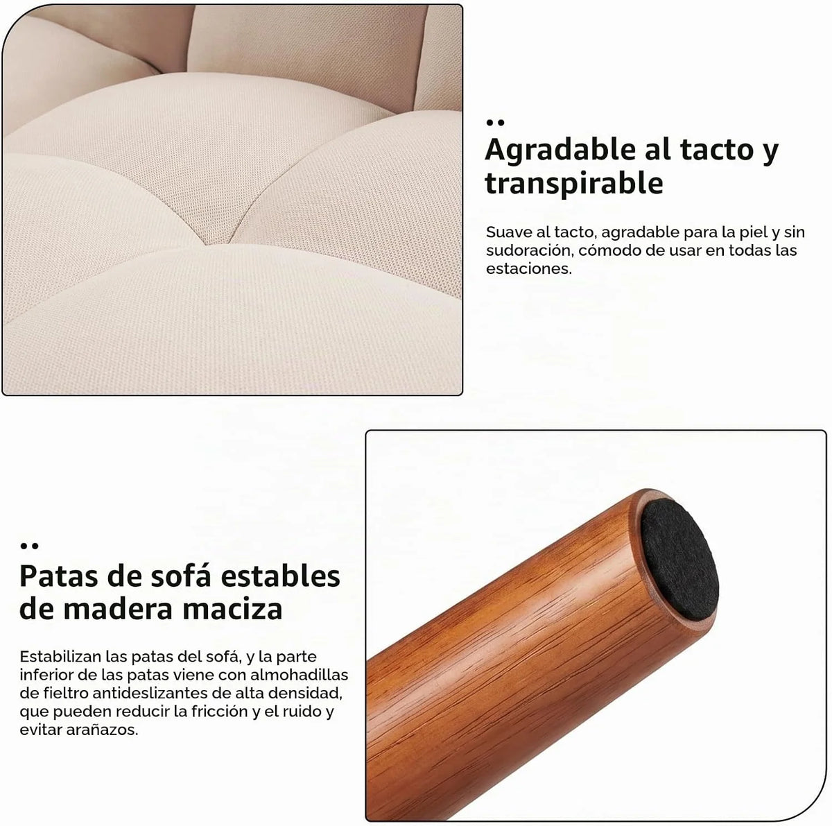 JIEXI Modern Fabric Sofa Bed, 3 Seater Convertible Futon Sofa with 3 Adjustable Angles, 71" Living Room Sofa Bed with Wood Legs, Heavy Duty 507lbs, Grey (180cm, Beige)