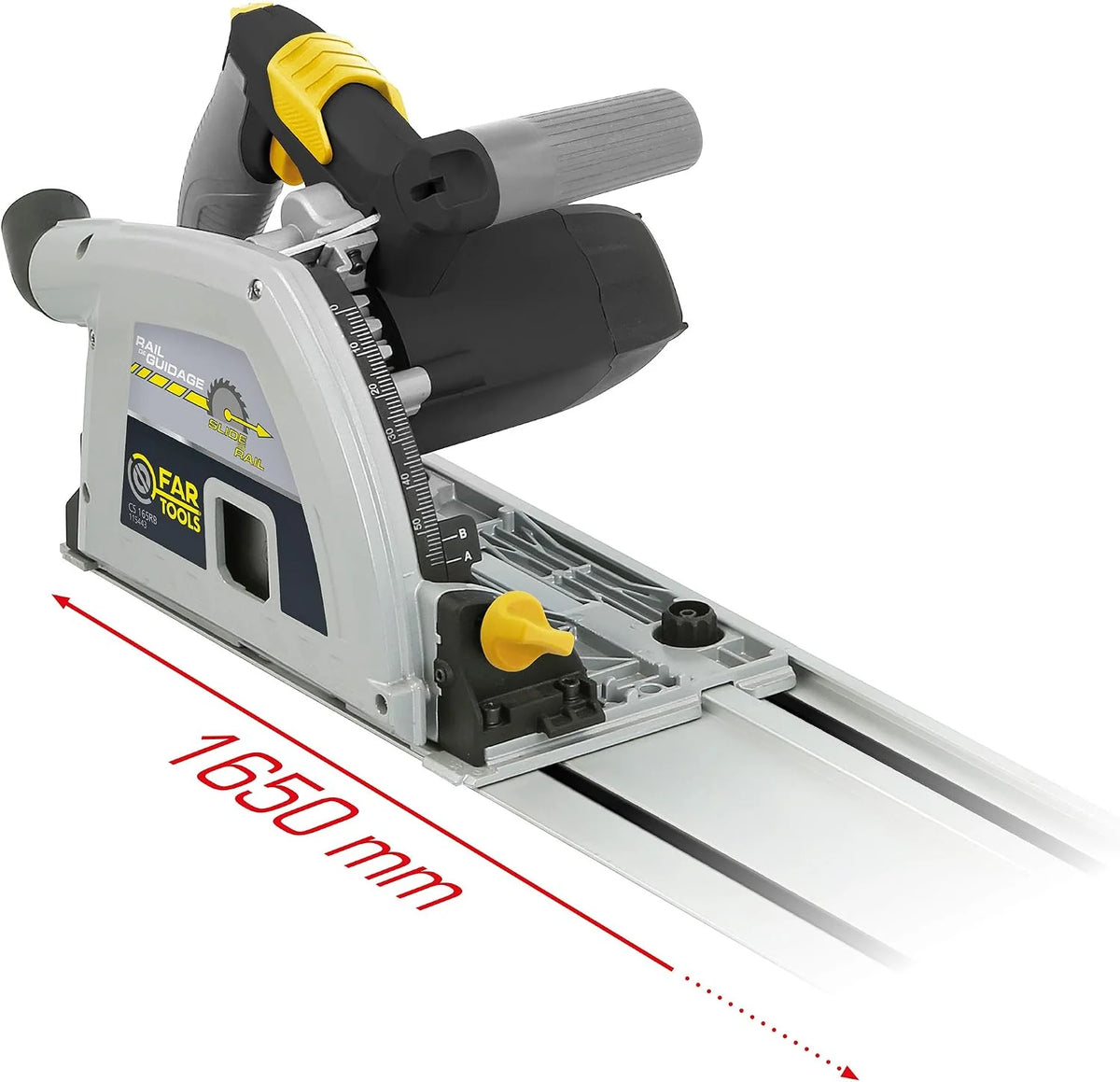 Fartools CS 165R - Sierra circular sobre riel, 1650 mm, 1200 W, color negro