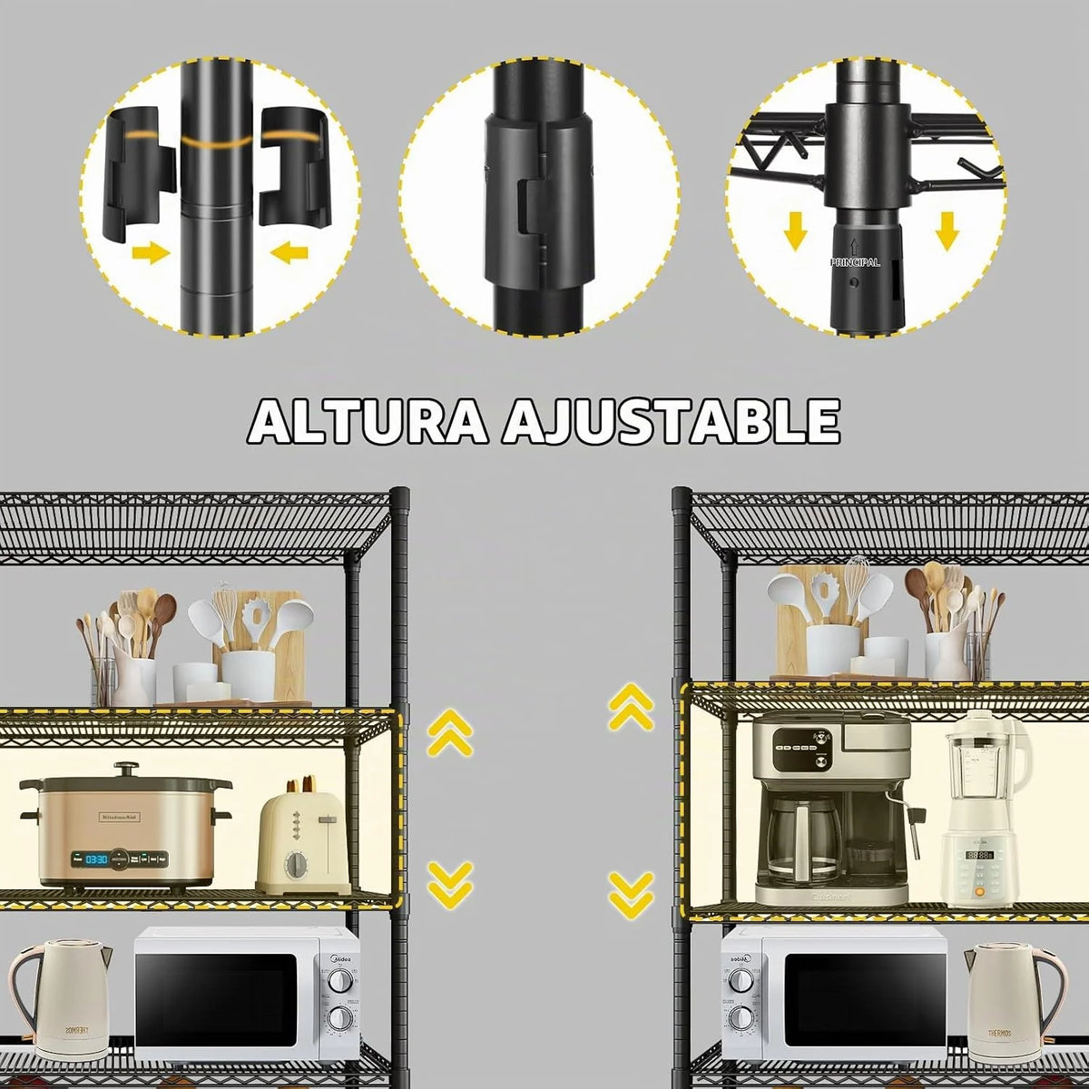 Estantería Metálica Ajustable de 5 Niveles con Ruedas