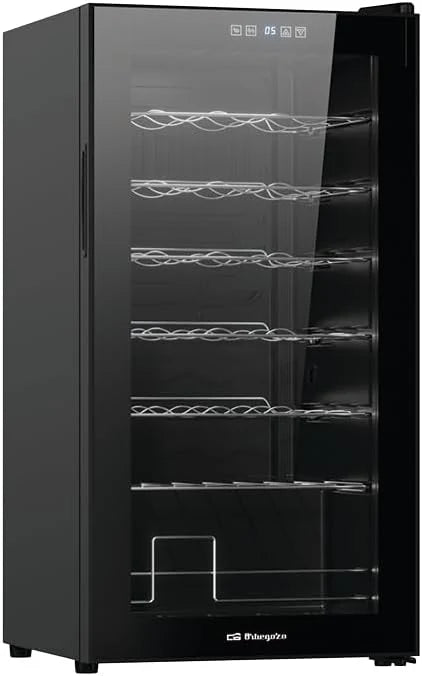 Orbegozo Vinoteca con compresor VCO 2800, volumen 74 litros capacidad para 28 botellas, refrigeracion por compresor, temperatura 5-18º, clase G, R600a