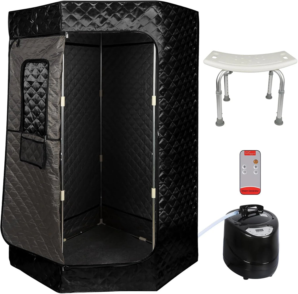 Sauna, Sauna de Vapor Portátil 3L, Sauna Plegable Cabina Portátil Hogar 1000 W, Gran Espacio, Sauna Portátil para Adelgazar, (sin la silla) Desintoxicación 90 * 90 * 180cm-3l-Negro