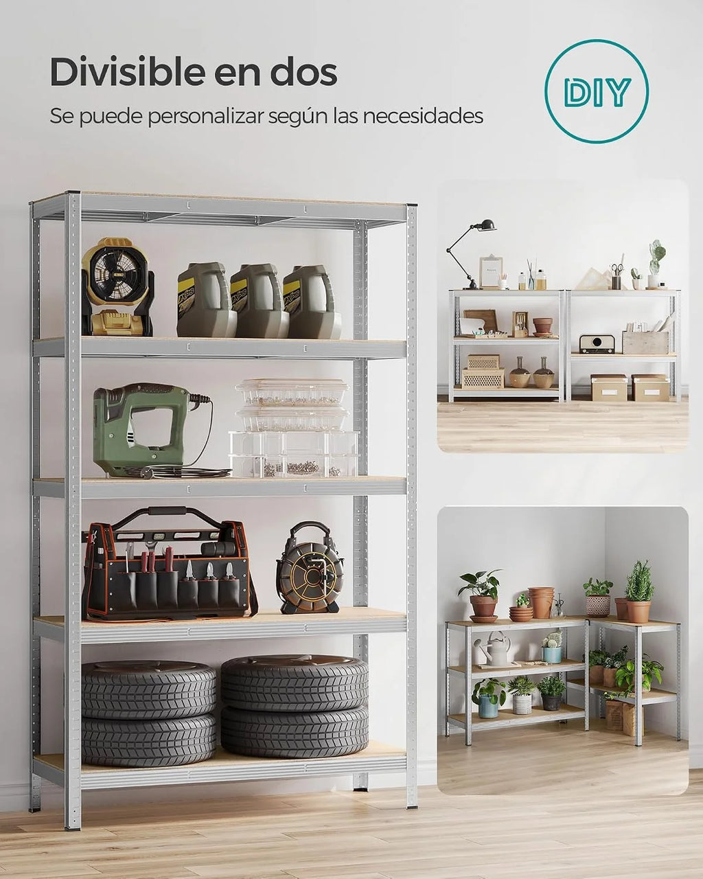 SONGMICS Juego de 2 Estanterías Pesadas, Montaje sin Tornillos