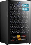 Cecotec Vinoteca 34 botellas Bolero grandsommelier 34030 black compressor, 80 L, Enfriamiento por compresor, Temperatura regulable de 5 a 18ºC, Control táctil, Display, LED interior.