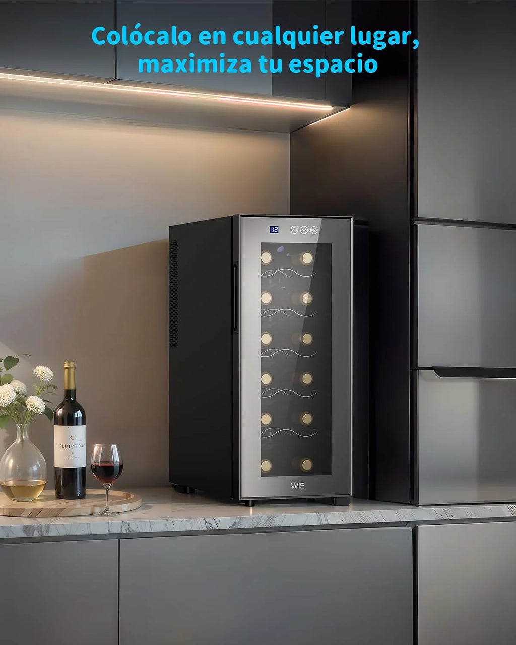 WIE Vinoteca 12 Botellas, 33 L Nevera Vinos,