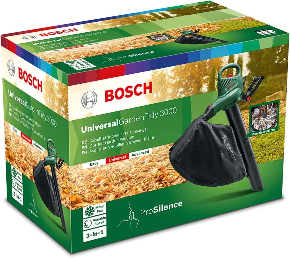 Bosch Soplador eléctrico y aspirador Universal GardenTidy 3000