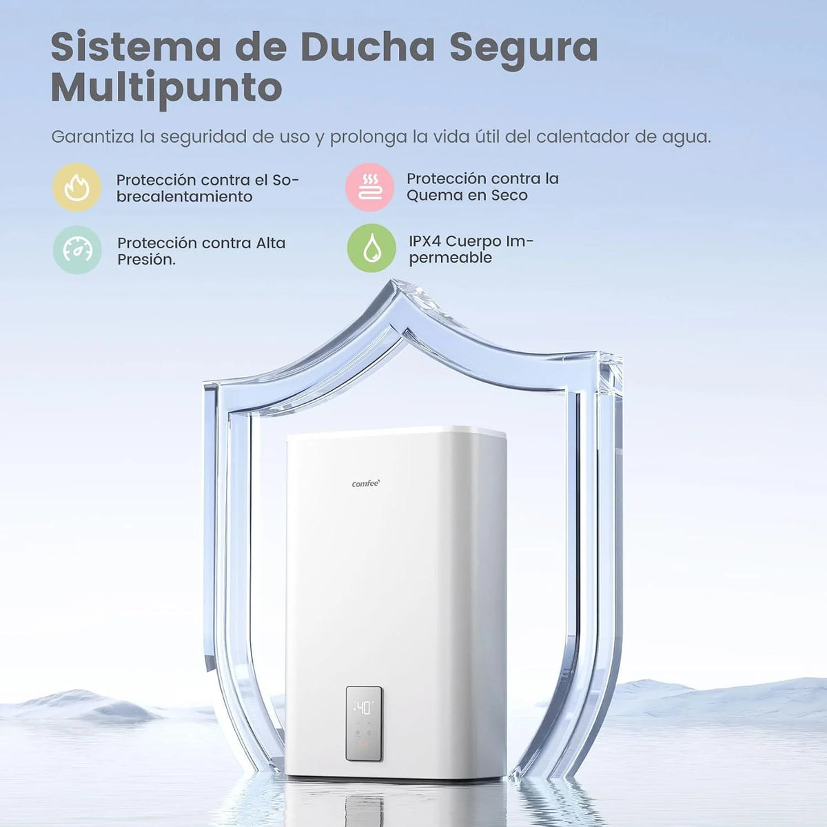 COMFEE ' CWH15ED1380EUW Electric Water Heater, Double Tank, 74L