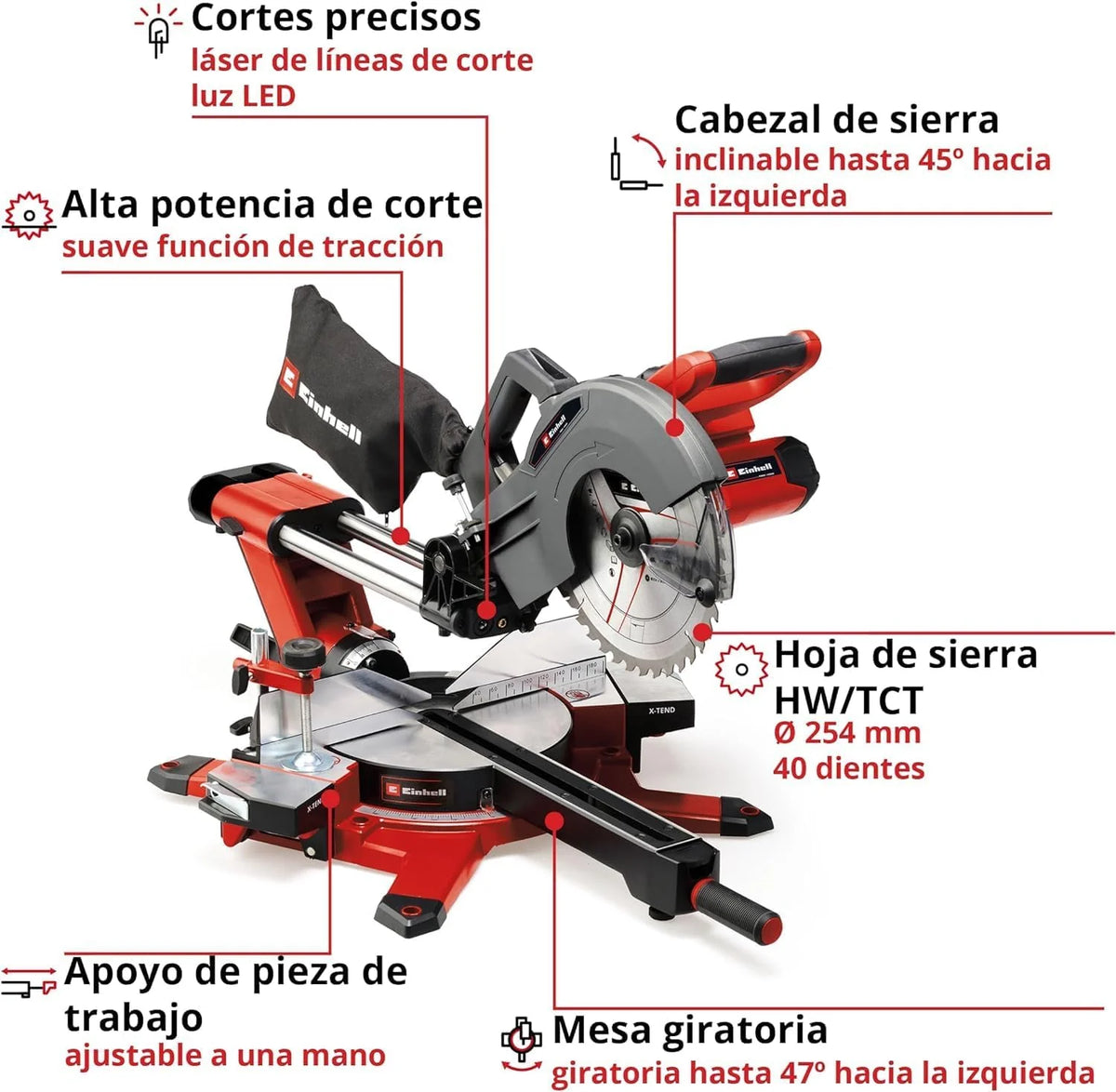 Einhell Sierra de tracción, vaivén e inglete TE-SM 36/10 L Li-Solo