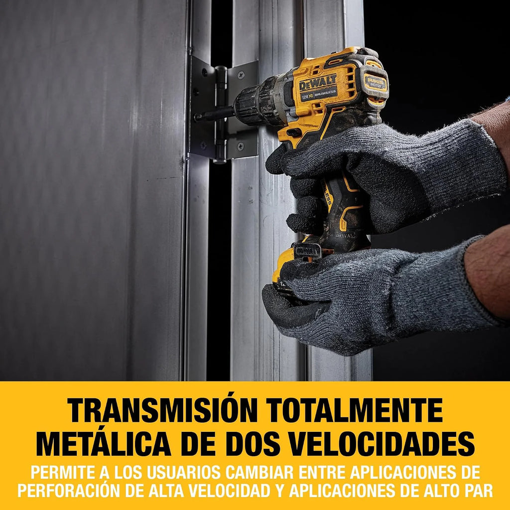 DEWALT Taladro atornillador compacto sin escobillas 12V XR, DCD701D2-QW