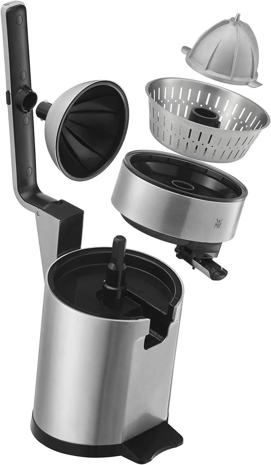 WMF Profi Plus - Exprimidor Eléctrico de Palanca, 1000 W,Ideal para Cítricos , Acero Inoxidable Cromargan, Exprimidor de Naranjas, Directo al Vaso, Apto Lavavajillas