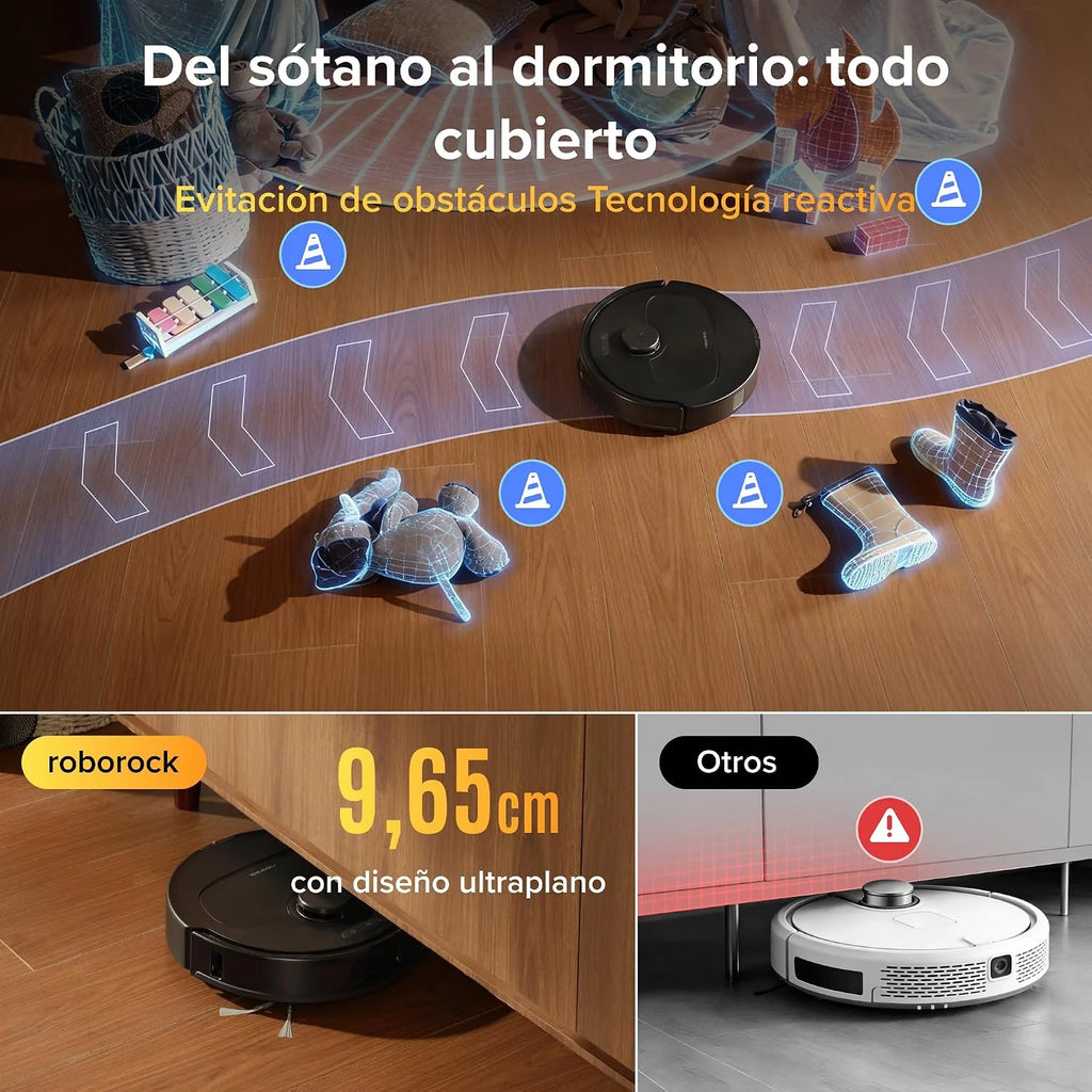 roborock Qrevo S Pro Robot Aspirador (Versión Mejorada del QV 35A) Succión de 18500 Pa, Base Todo en Uno, 2,7L Bolsa para Polvo, Sistema antienredos, Evitación de Obstáculos, Negro