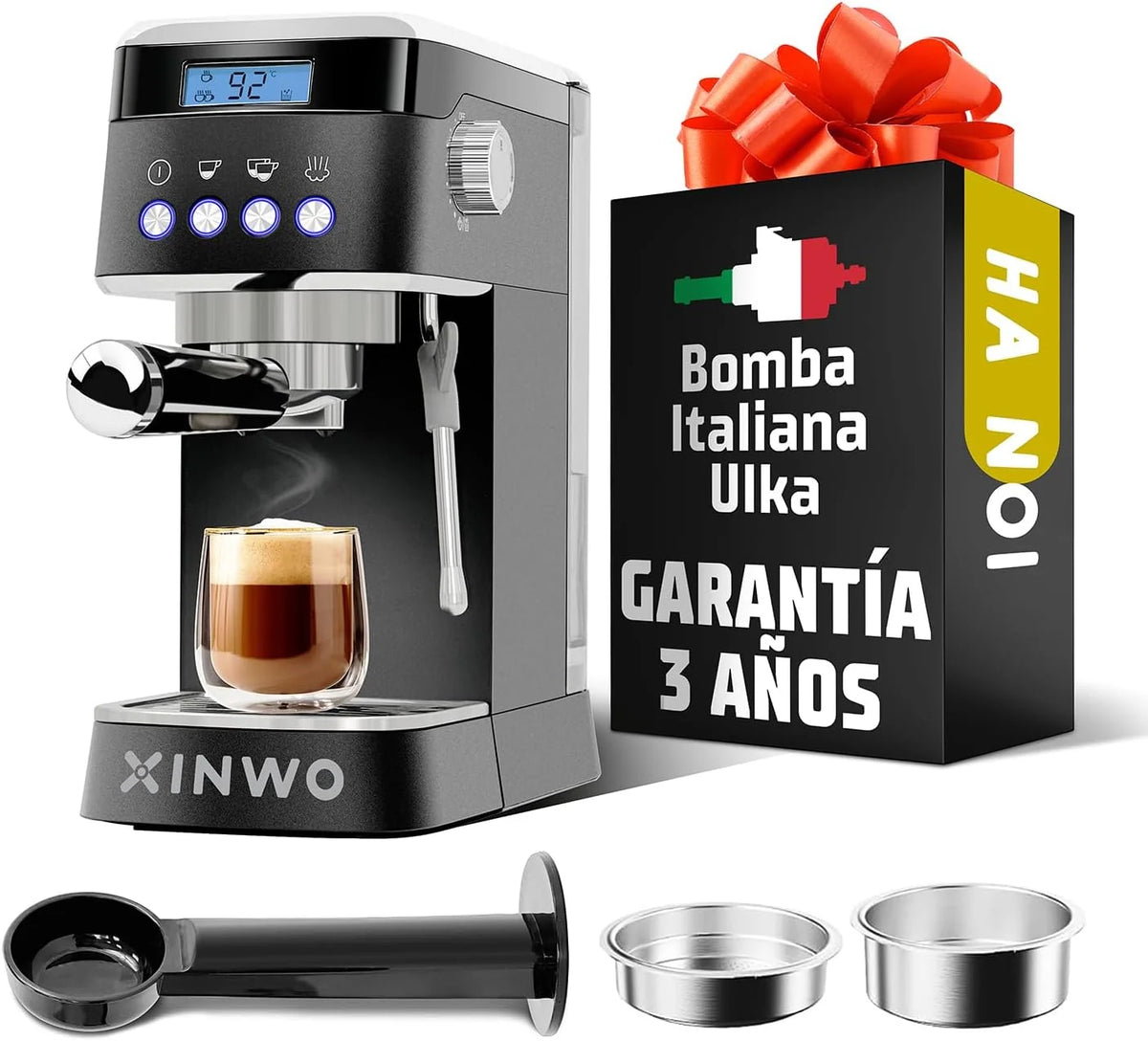 Hanoi | Cafetera Espresso 20 Bar 1.2L con Bomba Italiana ULKA