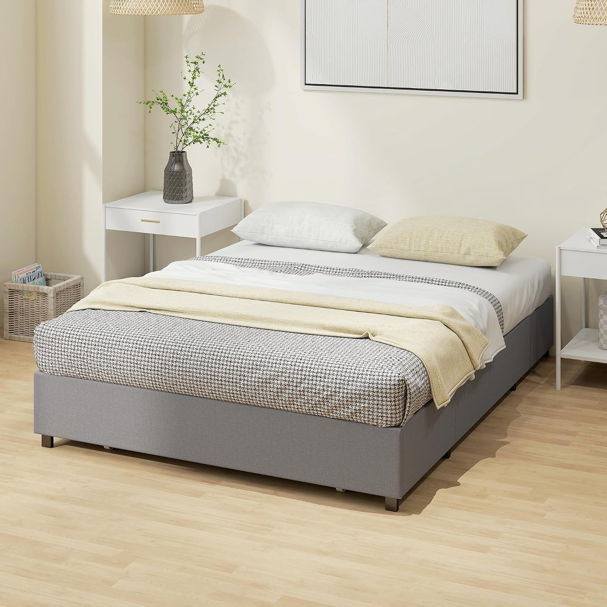 Homcom Double Bed 140 x 190 cm Double Bed Frame with Storage Grey