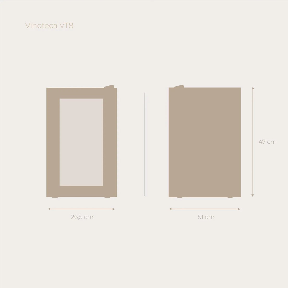 EVVO Vinoteca VT8 - Enfriador de Botellas de Vino, Nevera Pequeña para 8 Botellas, Enfriador de Vino Silencioso, Control Táctil, Luz LED, Botellero Vertical, Temperatura Ajustable 8-18ºC