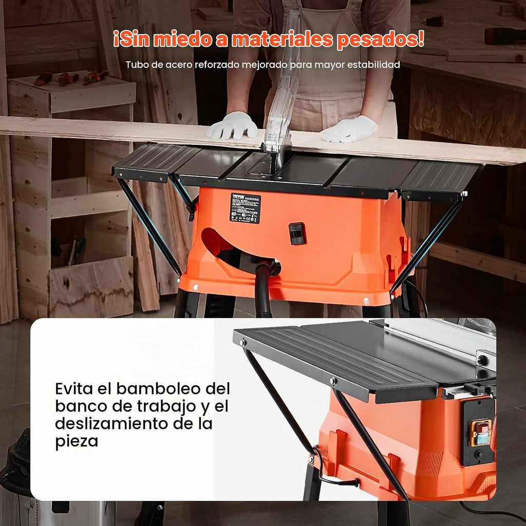 VEVOR Sierra de Mesa de 945 x 850 x 1060 mm con Soporte y Hoja de Sierra de 24 Dientes, Capacidad Máxima de Corte de 200 mm, Velocidad de Corte de 4800 RPM para Carpintería y Fabricación de Muebles