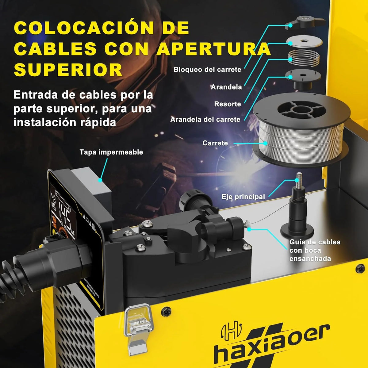 HAXIAOER 145A Soldador de hilo Sin Gas 3 ne 1 Flux MIG/ARC MMA/LIFT TIG