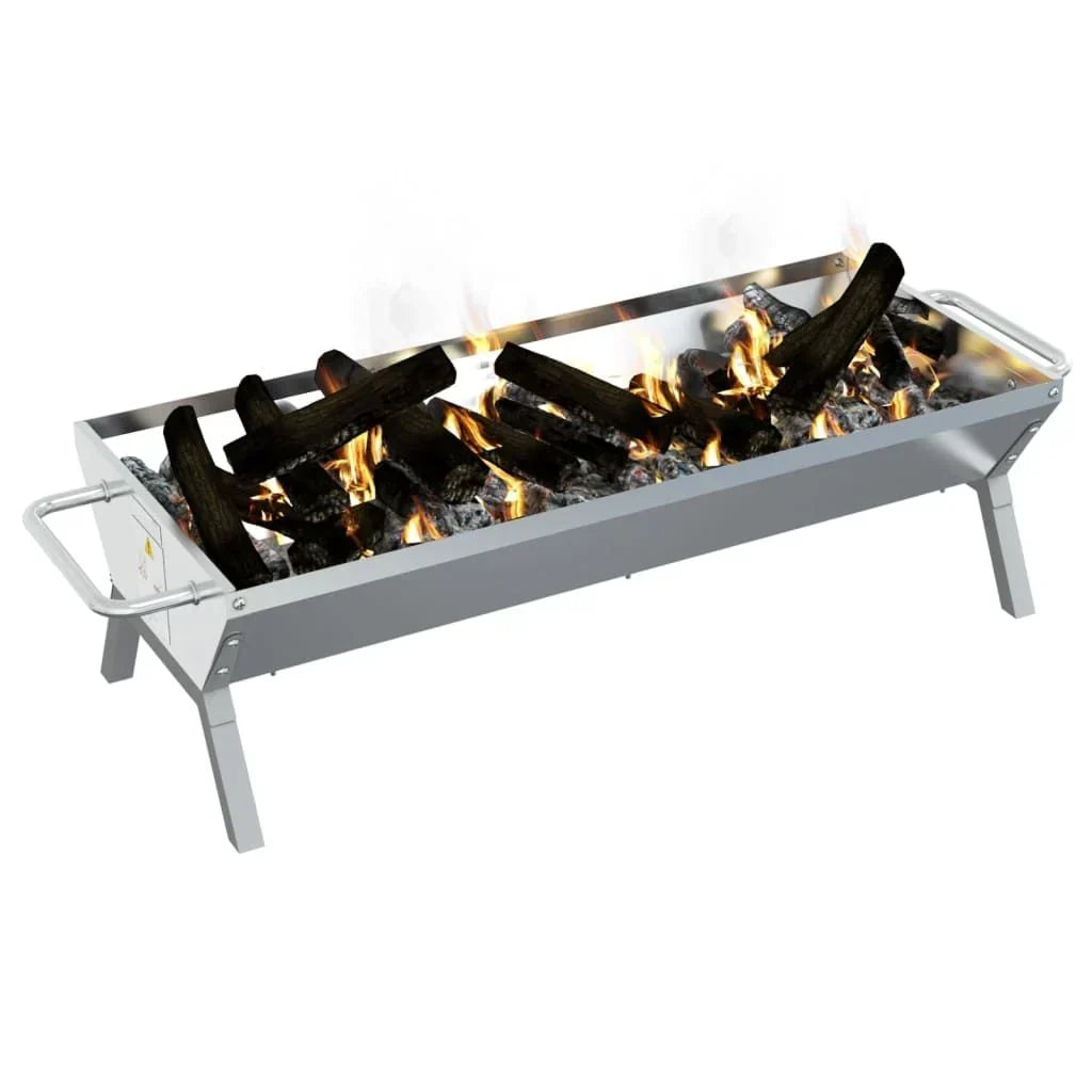 Bandeja Para Barbacoa Acero Inoxidable Plateado 118x42x30,5 Cm Vidaxl