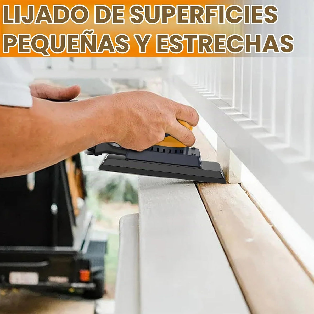 MAXXT Lijadora orbital 3.0 sin escobillas 350W, velocidad ajustable 4000-10000/RPM, freno automático 2s, recogida automática de polvo, superficie de lijado 198x70mm, 10 hojas abrasivas