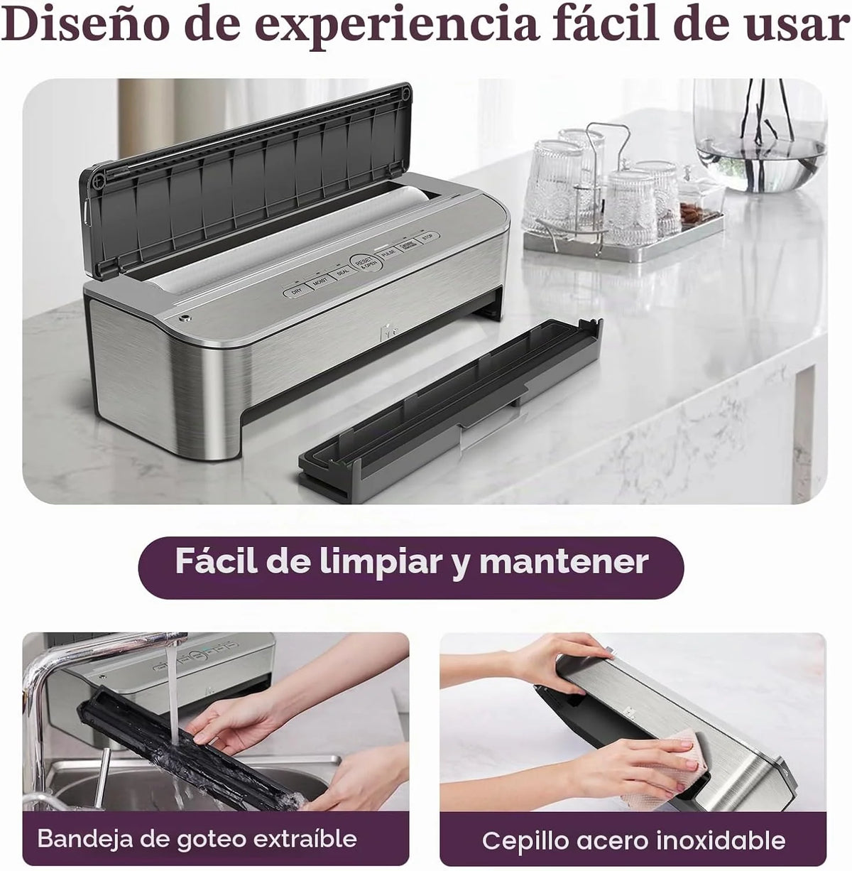 Mesliese 85kPa 120W Envasadora al Vacío, Cortador, 2 Rollos