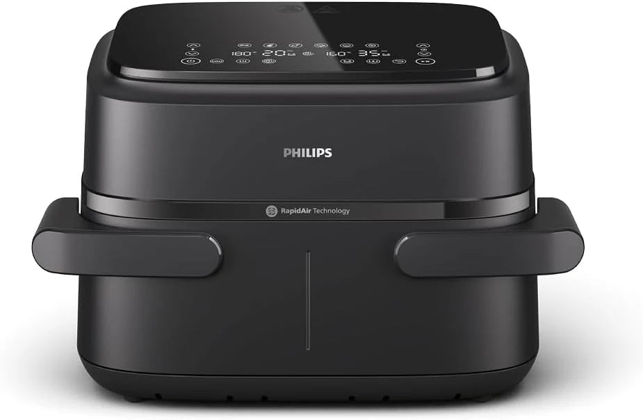 Philips 1000 Airfryer - Freidora de Aire doble cesta, 7,1L, 10 en 1, Negro